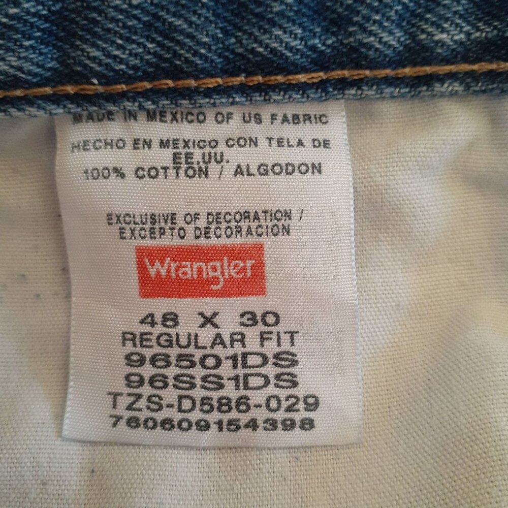 Wrangler Five Star Straight Jeans Mens Size 48x30 Blue Denim Regular Fit 96501DS - Picture 3 of 3
